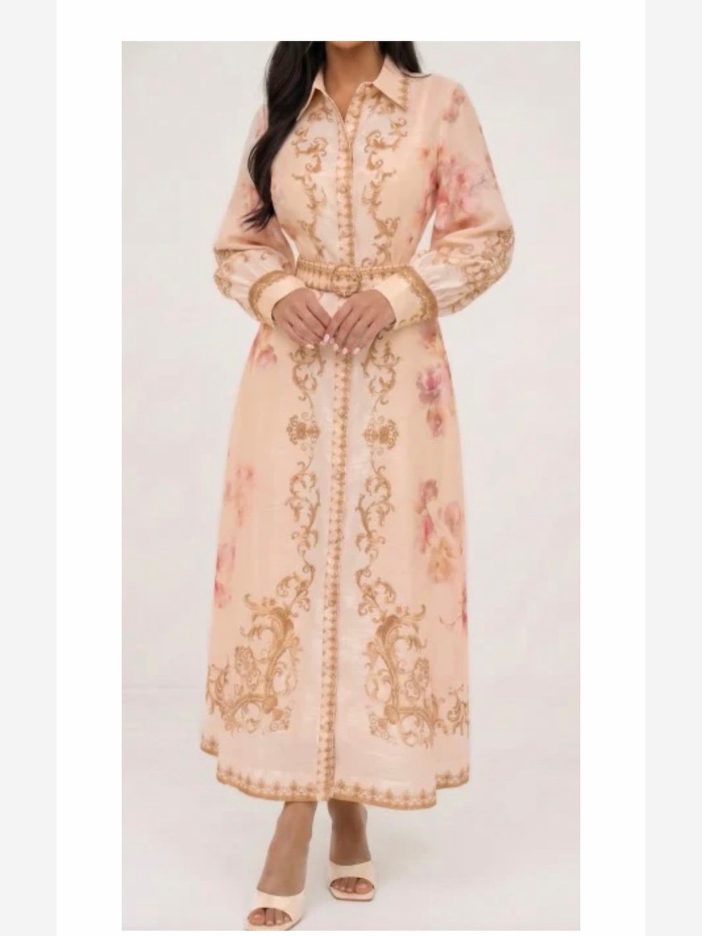 A.PEACH Floral Embroidered Maxi Dress. Size Medium